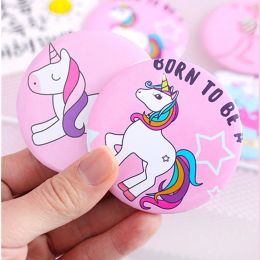 Mirrors L177 Unicorn Make Up Mirror Element Mini Cosmetic Mirror Round Women Round Mini Pocket Mirrors Cartoon Patterns Compact Makeup