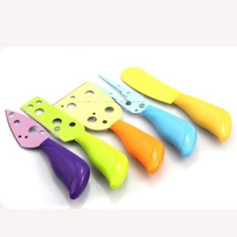 Eco-Friendly stainless steel classic 5 Pcs Set Cheese Knife Set Cheese Fork Butter Knife MUti-color Cheese Cutter Kitchen Cooking 319W