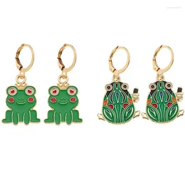 Dangle Earrings Green Enamel Cute Frog For Women Girl Kawaii Cartoon Froggy Drop Earring Lady Fashion Jewelry Making Kids Gift Brincos