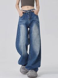 Women's Jeans Artisticlong Legs High Waist Towing Trousers Loose Straight Jean Women Blue JeansY2K Baggy