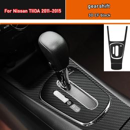 Car Interior Sticker Gear Box Protective Film For For Nissan TIIDA 2011-2015 Car window Panel Sticker Carbon Fibre Black
