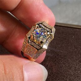 14K Gold 3 Carats Diamond Ring for Men Rock 14k Gold Jewellery Anillo Silver 925 Jewellery Diamant Rings225z
