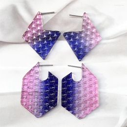 Dangle Earrings UJBOX Exclusive Designer Light Gradient Colour Hexagonal Faceted Acrylic Polygon For Women Wholesale Bulk