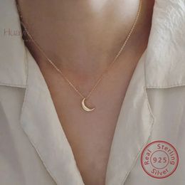 S925 sterling silver plated 14K gold necklace light plate small moon elegant entry Lux allmatch k gold pendant necklace 240119