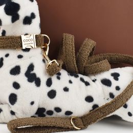 Teddy Velvet Dog Collar And Leash Set For Small Medium Large Dogs Custom Engraved Nameplate Pet Supplies Dog Leash 240124
