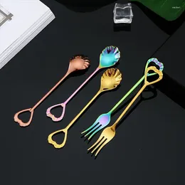 Spoons 1PCS Milk Coffee Stirring Kitchen Tableware Cake Honey Soup Forks Travel Cutlery Spoon Set