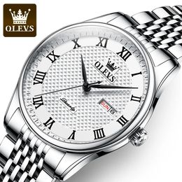 OLEVS 5562 Mens Watches Classic Simple Original Quartz Stainless Steel Waterproof Roman Scale Wristwatch Date Week 240125