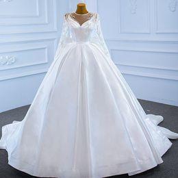Nova chegada a linha vestido de casamento da noiva 2024 sheer pescoço longo ilusão mangas bordado rendas cetim vestidos de noiva vestidos noiva robe de mariee