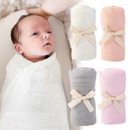 Blankets Bamboo Cotton Born Baby Muslin Gauze Wrap Towel Bath Double Layer Thin Style Plain Colour Cover Blanket