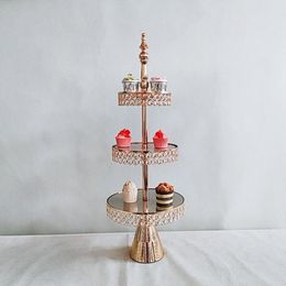Other Bakeware 2-3 Tier Gold Silver Metal Cake Stand Round Wedding Birthday Party Dessert Cupcake Pedestal Display Plate Home Deco328V