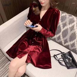 Casual Dresses Ladies Temperament Slim Solid Colour Beading Patchwork Women's Clothing Autumn Winter V-Neck Long Sleeve Fashion Dress