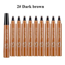 5Colors Long Lasting Brown Liquid Eyebrow Pen Waterproof 4 Fork Tip Tattoo Pencil Women Eye Cosmetic Beauty Makeup 10PCS 240123