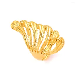 Cluster Rings Fashion Gold Plated Resizable Fingger Ring Classic Women Elegant Ethiopian Dubai Africa Wedding Jewelry Gift