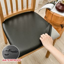 PU Leather Square Chair Cushion Cover Waterproof Kitchen Dining Seat Slipcovers Removable Dining Room Chair Seat Cushion Cover 240119