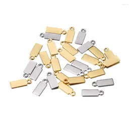 Charms 50PCS 4 11mm Rectangle Shape Logo Tags Stainless Steel For Necklace Bracelets 3 Colours To Choose