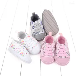 Весенне-осенняя детская обувь First Walkers для малышей 0–12 месяцев, парусиновая обувь с мультяшным рисунком на мягкой подошве для малышей YS-18