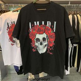 Rose amari amirl amirlies am amis imiri amiiri men women luxury designer Fashion Clothing Skull Tees Am Tshirt Small American Fashion Style Print Double Yarn Co 8H9E