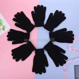 Black Adult keep Warm Glove Home Clothing Full Finger Thick Knitted Woolen Gloves Outdoor Winter Five Fingers Touch Screen Gloves