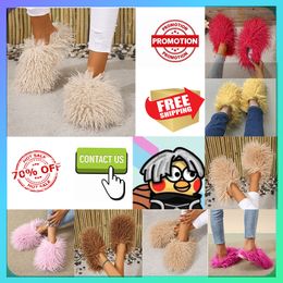 Free shipping Designer Casual Platform Plush Slides Woman Keep warm warm with plush Light weight Large size super soft soles Flat Winter sandals 36-49