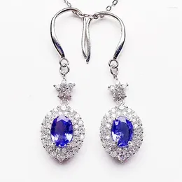 Stud Earrings Natural Real Blue Tanzanite Luxury Drop Earring 5 7mm 0.9ct 2pcs Gemstone 925 Sterling Silver Fine Jewelry X219128