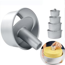 Baking Moulds Chiffon Cake Tin Mould 6 8 10inch Aluminium Alloy Pan Removable Bottom Hollow Chimney DIY Tools258L