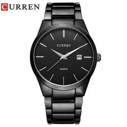 Curren 8106 Men 30m Waterproof Sports Casual Watches Mens Hour Date Month Stainless Steel Quartz Watches Relogio Feminino Black Y1229p