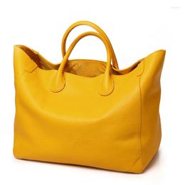 Evening Bags Big A4 Top Grain Genuine Leather Women Handbag Shopping Shoulder Bag Large Capacity Khaki Black Red Yellow Blue Brown M9940