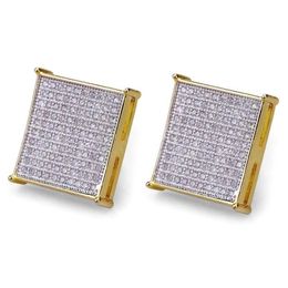 Mens Hip Hop Earrings Gold Plated CZ Diamond Stud Earring Mens Fashion Iced Out Earings Hip Hop Jewellery Gift296K