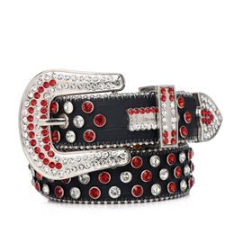 Waistband Mens designer bb belt red and white artificial diamond glittering decoration womens rhinestone belts cinturon ceinture p249Q