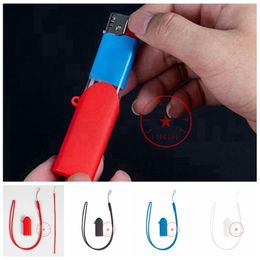 Latest Smoking Colourful Silicone Lighter Leather Leash Portable Necklace Pendant Rope Oversleeve Protect Sleeves Dry Herb Tobacco Cigarette Handpipes Holder