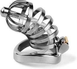 Chastity cage for Men Steel Chastity Devices Cock cage Male Chastity Belts Penis cage Premium Metal Silver Locked Cage Sex Toy for Men Belt Urethral Tube(3 Rings)