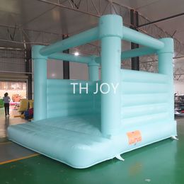 4x4m (13.2x13.2ft) With blower outdoor activities commercial moonwalk white inflatable bouncer jumping bouncy castle pastel blue pink wedding bounce house for party