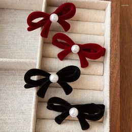 Hair Accessories Vintage Bow Clips For Women Sweet Velvet Side Retro Small Hairpins Barrettes Girls Headwear
