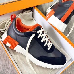 Top Luxury Bouncing Sneakers Shoes Low Top Men Rubber Sole Trainers Black Navy Dress Party Man Casual Walking EU38-46 Original Box