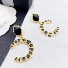 2022 Top quality charm dangle drop earring with black enamel for women party wedding engagment Jewellery gift with box PS4094301T