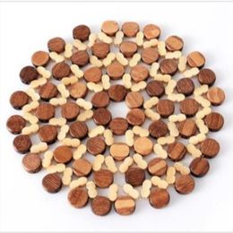 Insulation pad bamboo placemat Thicken round hollow table mat Kitchen cutlery pot anti-scalding bowl pad B637277n