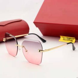 Latest pink Sunglasses Designer Woman Large square frame catwalk glasses Leopard Head Rimless trend Gold Luxury Sunglass sport man323z