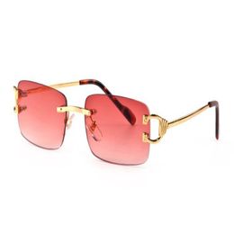 red fashion sport sunglasses for men unisex buffalo horn glasses mens women rimless sun eyeglasses silver gold metal frame eyewear255b