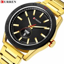 CURREN 2019 Watches for Men Casual Style Clock Date Quartz Wrist Watch with Stainless Steel Classic Design Round Dial 44 mm326K