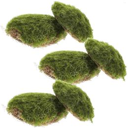 Decorative Flowers 6Pcs Moss Stones Fake Mossy Stone Decoration Landscaping Rocks Faux