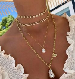 Necklaces 2024 Gold Plated Fashion Micro Pave CZ Safety Pin Link Chain Choker Necklaces For Women Classic Luxury Jewellery Christmas Gifts