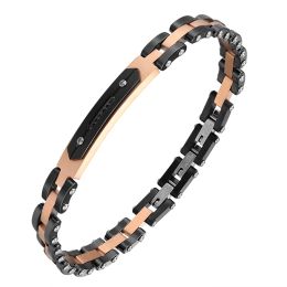 Bracelets Moocare Classic Simple Fashion Black and Rose Gold Contrast Design Ceramic Stainless Steel Bracelet