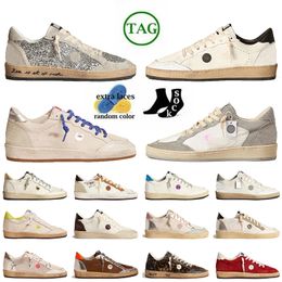 Wholesale Low OG Original Ball Star Handmade Suede Leather Platform Designer Shoes Upper Vintage Silver Womens Mens Italy Brand Gold Glitter Sneakers Trainers
