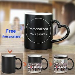 DIY Personalized Magic Mug Heat Sensitive Ceramic Mugs Color Changing Coffee Milk Cup Gift Print Pictures H1228250j