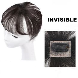 Anemone 3D Natural Human Hair Fringe Clip Ins Bangs Transparent Lace Air Bangs Brazilian Hair Non-remy Hair For Women 240118