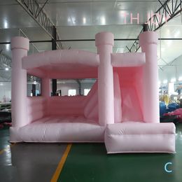 outdoor activities 4.5x4.5m (15x15ft) With blower Inflatable Wedding Bouncer house, pastel pink customized bouncy castle with slide for birthday party