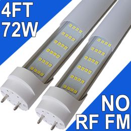 4FT LED Tube Light, NO-RF RM Driver T8 T10 T12 LED Bulb,4 Rows 72W 7200LM Milky Cover, Bi-Pin G13 Base,4 Foot Fluorescents Tube Replacements usastock