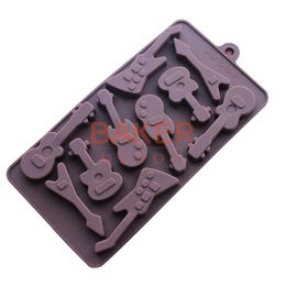Whole- new silicone mold 10 even guitar shapes silicone chocolate mould ice tray mold DIY baking molds CDSM-231289a