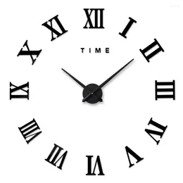 Wall Clocks 47 Inch 3D Roman Numerals Clock Large Size DIY Sticker Home Decoration Living Room Stickers Black/Sliver/Golden