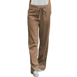 Women's Pants Spring Summer Casual Straight Female Cotton Linen Long Trousers Plus Size Solid Wide Leg Sports 5xl